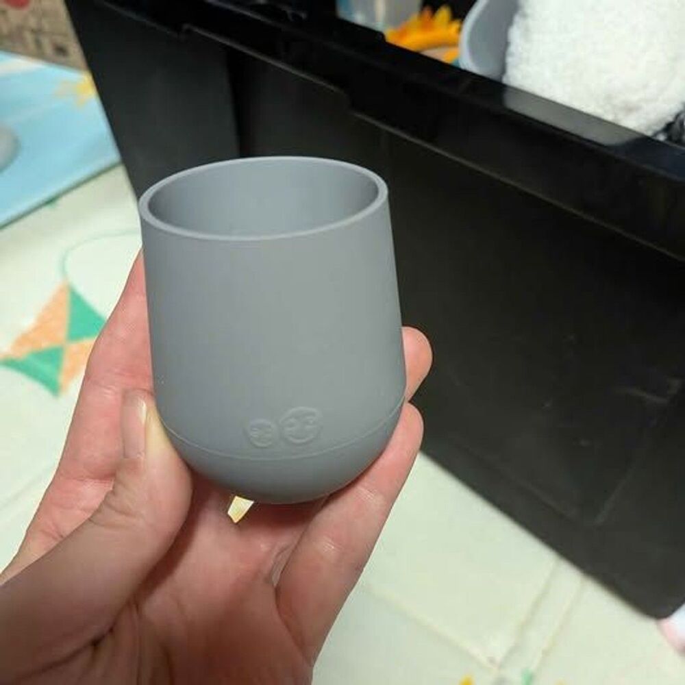 ezpz Silicone Mini Cup Gray Open Training Toddler Cup Weighted Base 2oz BLW